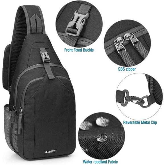 Sling Bag RFID Blocking Sling Backpack Crossbody Chest Bag Daypack for Hiking - Picture 6 of 7